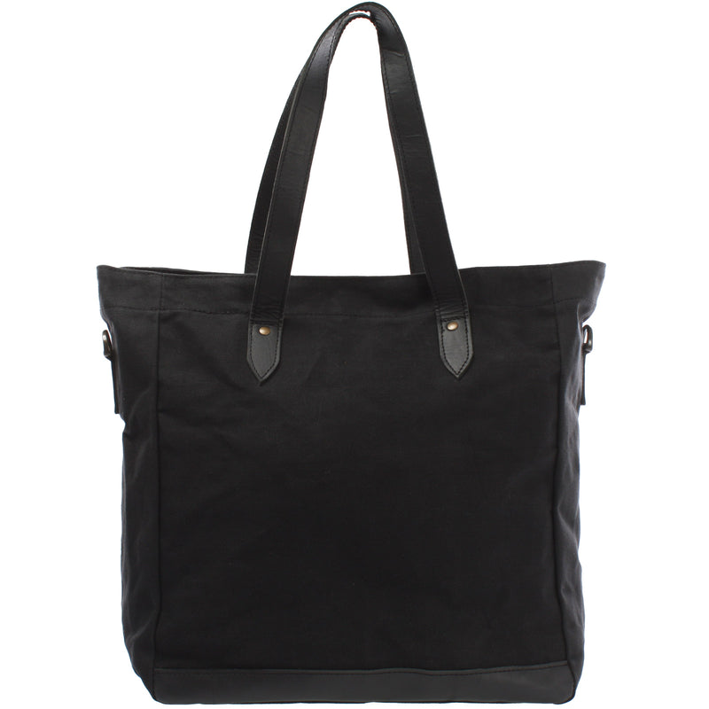 Leconi Shopper Beuteltasche Damentasche Canvas Leder schwarz LE0040 Kostenloser Versand international