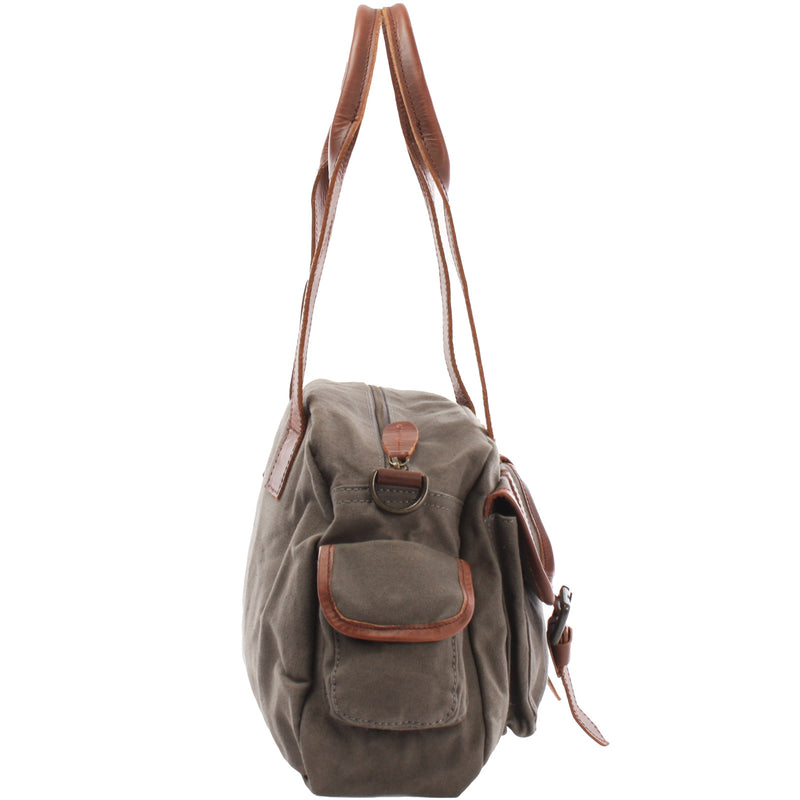 Leconi Schultertasche Damentasche Canvas Leder grau LE0042 Begrenzt auf 3 Tage