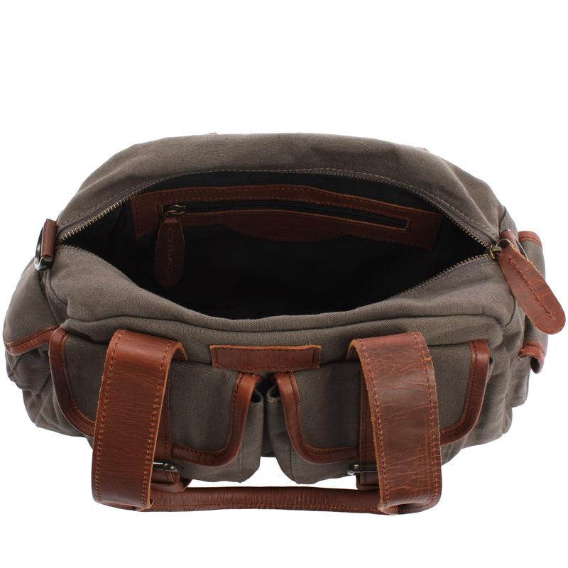 Leconi Schultertasche Damentasche Canvas Leder grau LE0042 Begrenzt auf 3 Tage