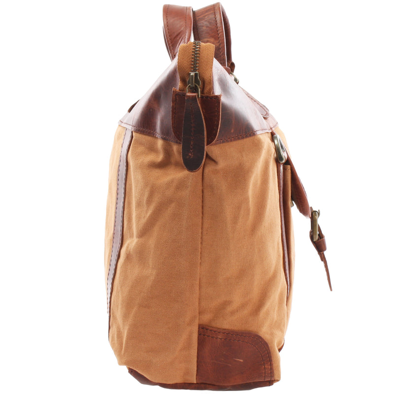 Leconi Henkeltasche Damentasche Canvas Leder cognac LE0043 Speichern exportieren