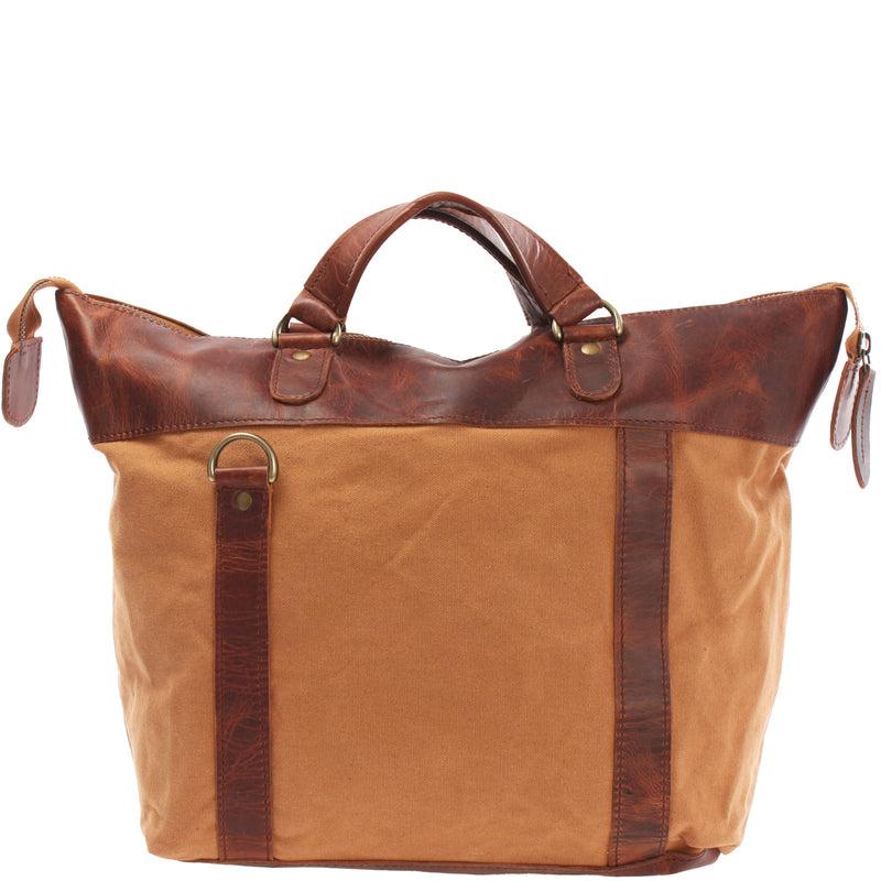 Leconi Henkeltasche Damentasche Canvas Leder cognac LE0043 Speichern exportieren