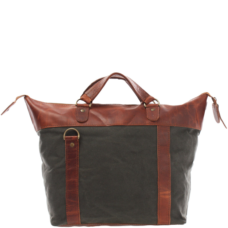 Leconi Henkeltasche Damentasche Canvas Leder grün LE0043 Black Friday Preise