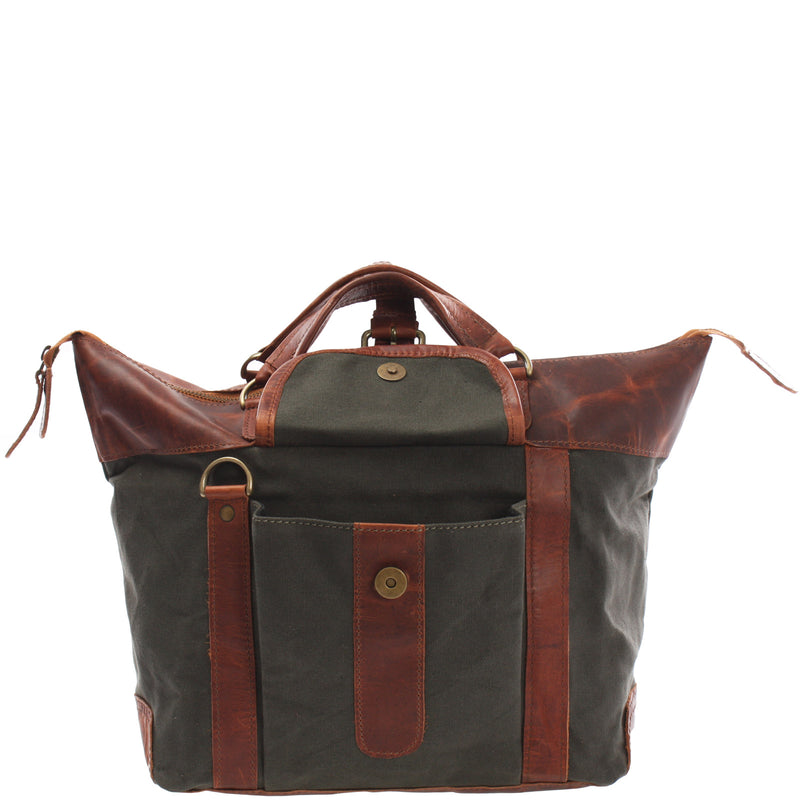 Leconi Henkeltasche Damentasche Canvas Leder grün LE0043 Black Friday Preise