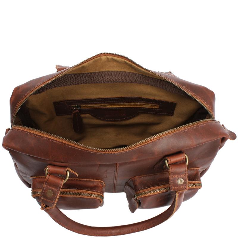 Leconi Schultertasche Handtasche Henkeltasche Damen Leder braun LE0046 Im Verkauf