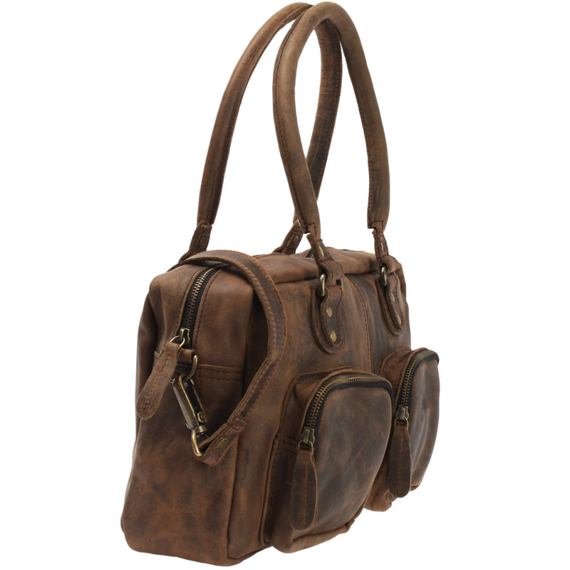 Leconi Schultertasche Handtasche Henkeltasche Damen Leder schlamm LE0046 50% Rabatt für begrenzte Zeit