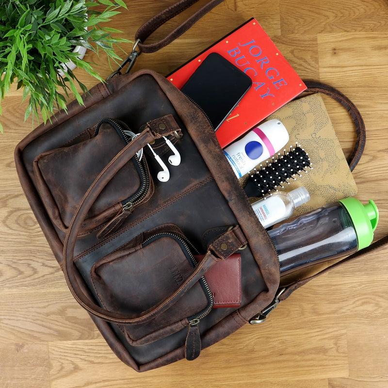 Leconi Schultertasche Handtasche Henkeltasche Damen Leder schlamm LE0046 50% Rabatt für begrenzte Zeit