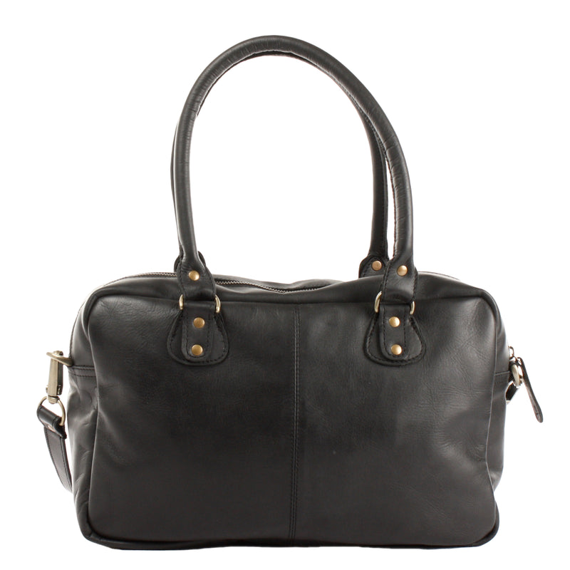 Leconi Schultertasche Handtasche Henkeltasche Damen Leder schwarz LE0046 Rabatte dieses Monats