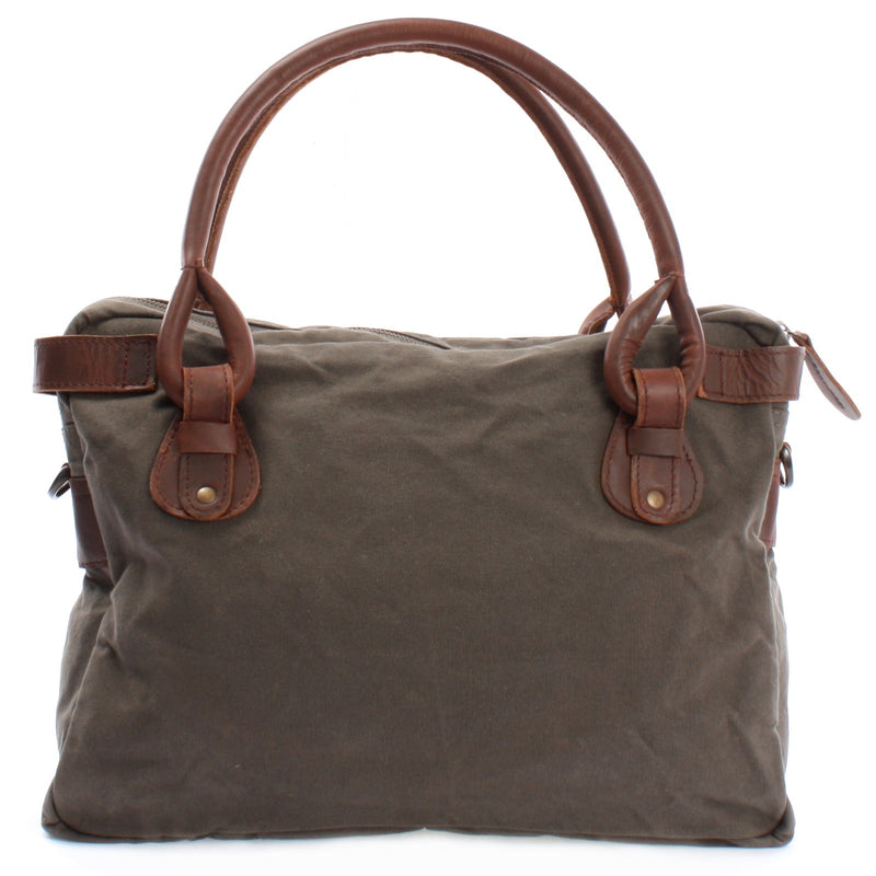 Leconi Schultertasche Henkeltasche Damentasche Handtasche Leder Canvas grau LE0050 Verkauf