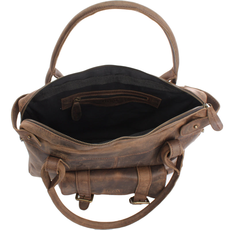 Leconi Schultertasche Henkeltasche Damentasche Handtasche Leder schlamm LE0050 im Angebot