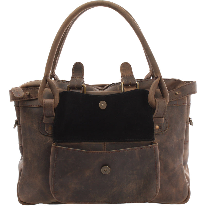 Leconi Schultertasche Henkeltasche Damentasche Handtasche Leder schlamm LE0050 im Angebot