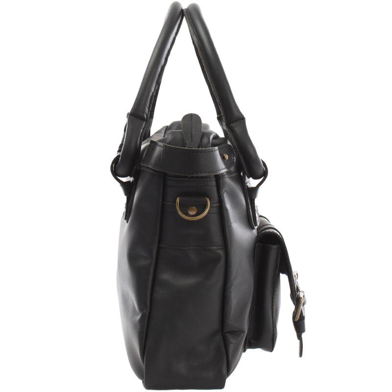 Leconi Schultertasche Henkeltasche Damentasche Handtasche Leder schwarz LE0050 Schlussverkauf