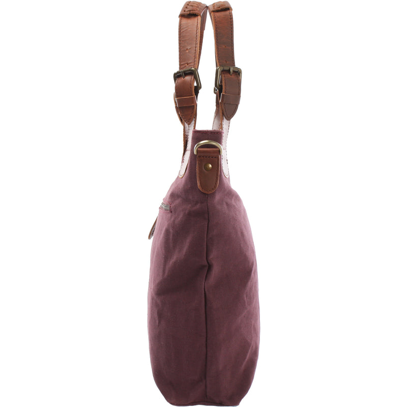 Leconi Schultertasche Umhängetasche Henkeltasche Shopper Damentasche Canvas Leder bordeaux LE0054 Günstiger Verkauf
