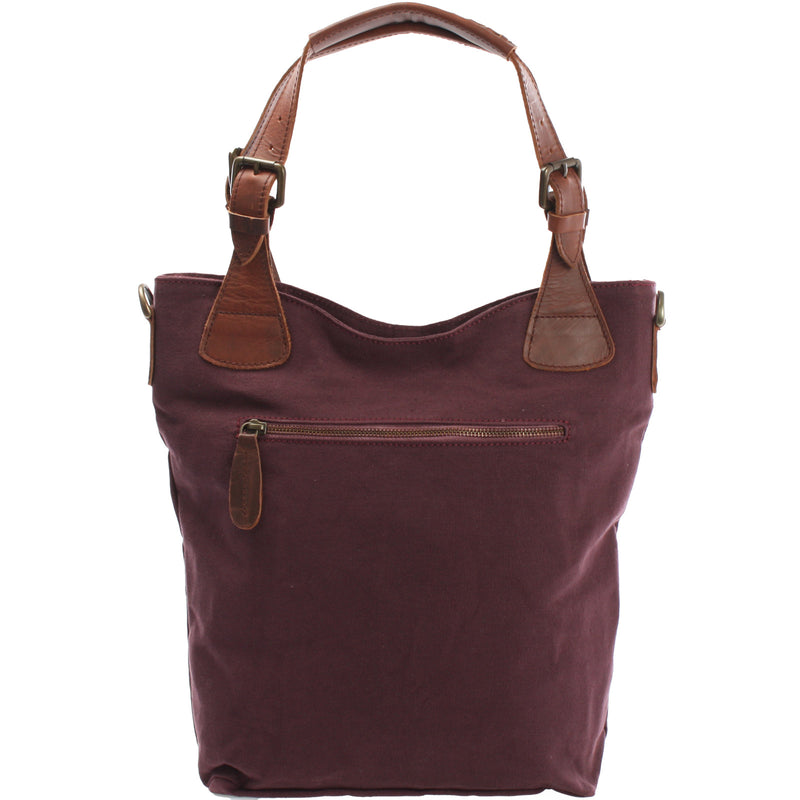 Leconi Schultertasche Umhängetasche Henkeltasche Shopper Damentasche Canvas Leder bordeaux LE0054 Günstiger Verkauf
