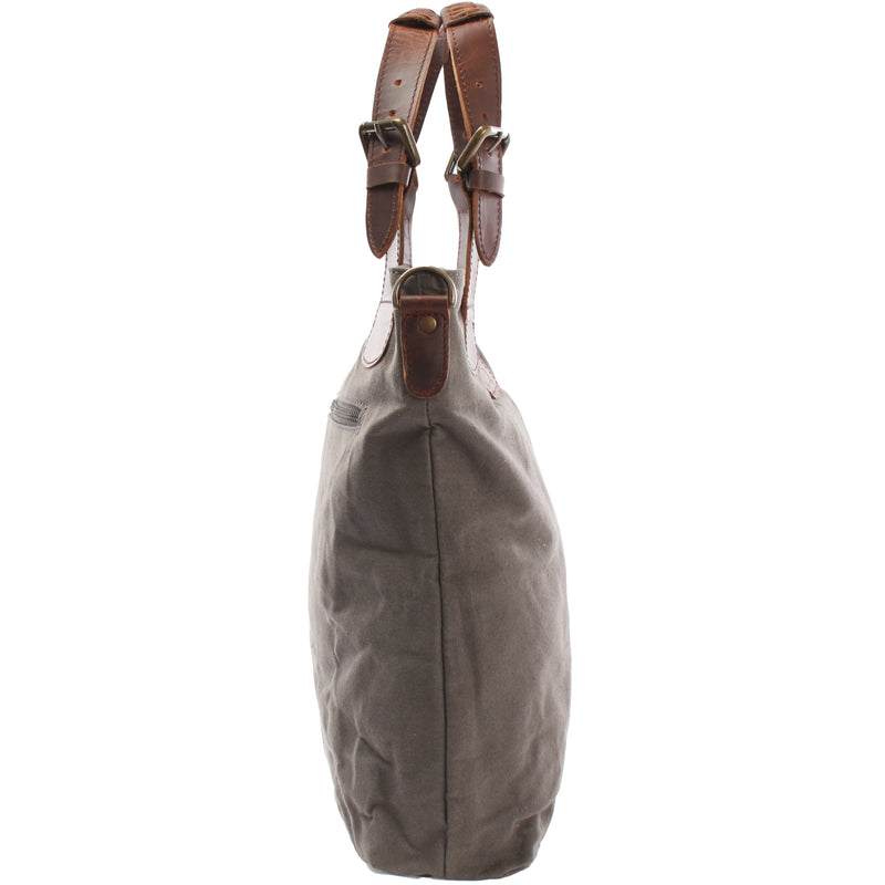 Leconi Schultertasche Umhängetasche Henkeltasche Shopper Damentasche Canvas Leder grau LE0054 Meist gekauft