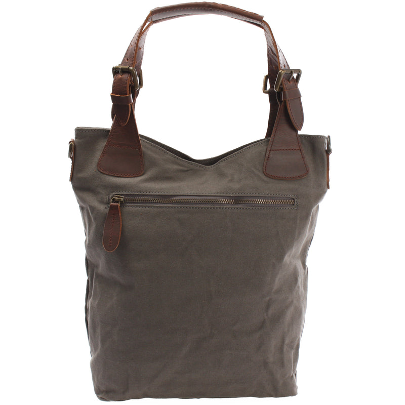 Leconi Schultertasche Umhängetasche Henkeltasche Shopper Damentasche Canvas Leder grau LE0054 Meist gekauft
