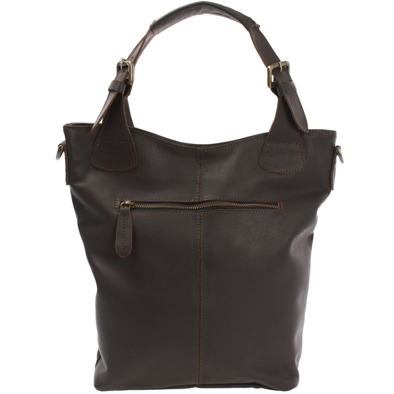 Leconi Umhängetasche Schultertasche Henkeltasche Damentasche Leder dunkelbraun LE0054 Fabrik Onlineshop