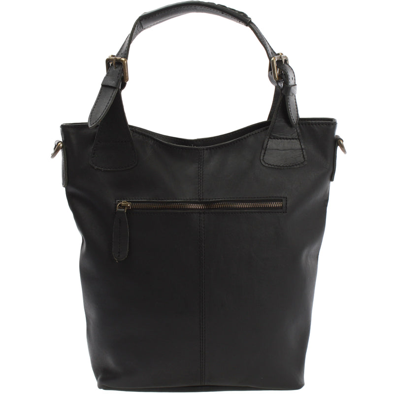 Leconi Umhängetasche Schultertasche Henkeltasche Damentasche Leder schwarz LE0054 Fabrikpreis