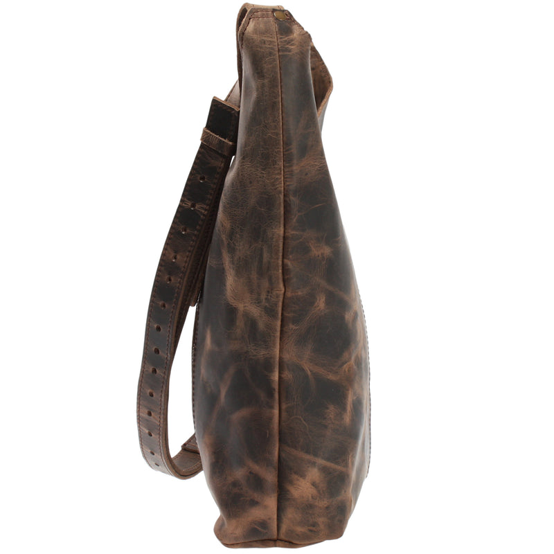 Leconi große Umhängetasche Schultertasche Beuteltasche Damentasche Leder schlamm LE0055 Sonderangebot