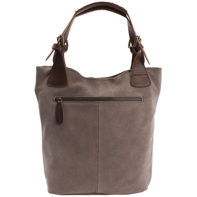 Leconi Henkeltasche Damentasche Veloursleder Leder grau LE0033 Flash Sale