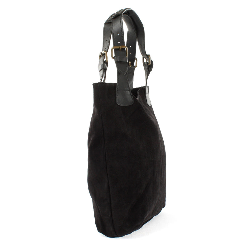 Leconi Henkeltasche Damentasche Veloursleder Leder schwarz LE0033 Online Shopping