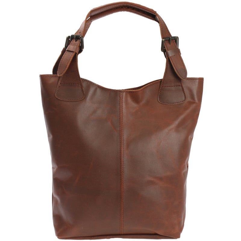 Leconi Shopper Henkeltasche Damentasche Leder braun LE0033