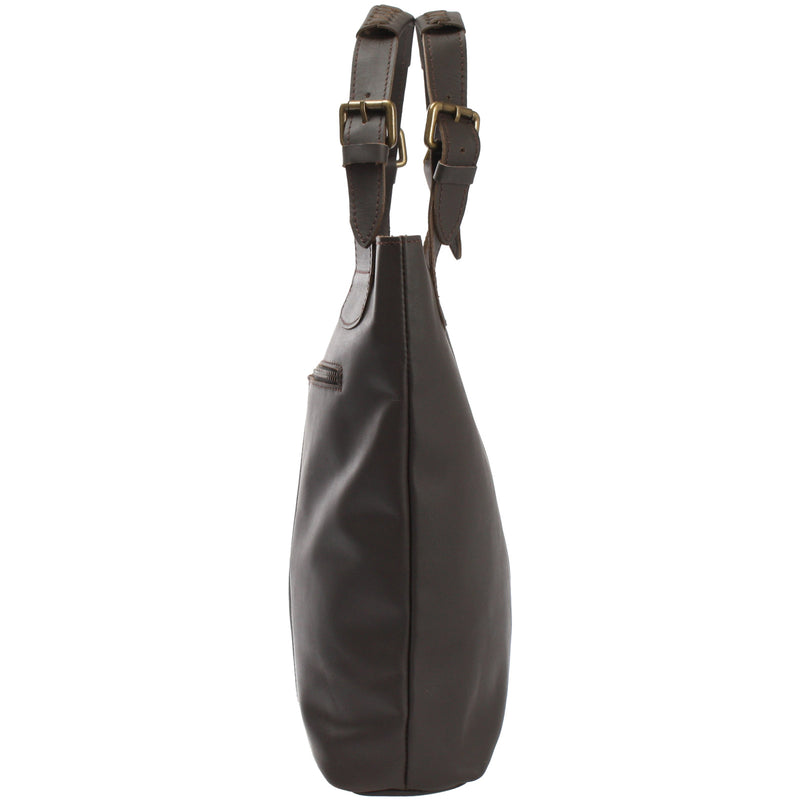 Leconi Henkeltasche Schultertasche Shopper Leder dunkelbraun LE0033 Preisnachlass