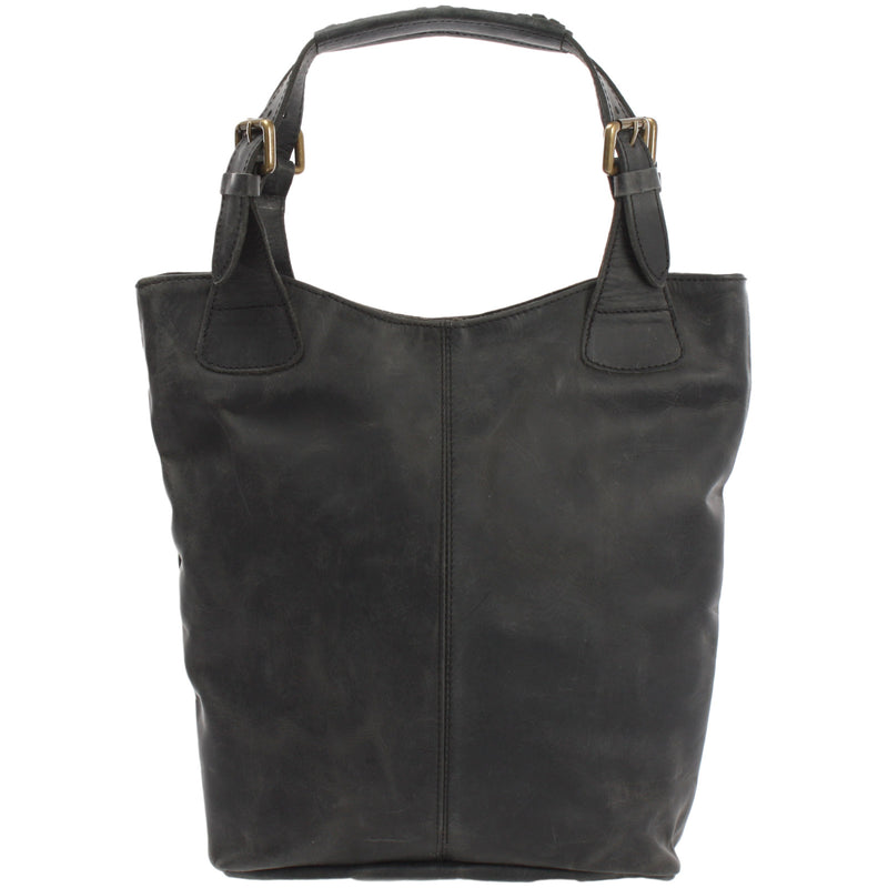Leconi Henkeltasche Ledertasche Damentasche Leder grau LE0033