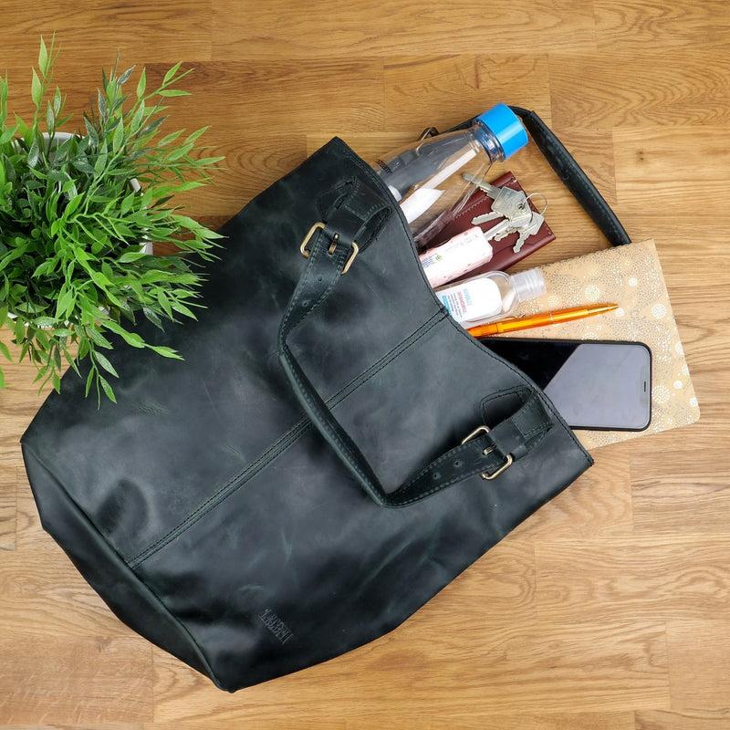 Leconi Henkeltasche Ledertasche Damentasche Leder grau LE0033 Saisonschlussverkauf