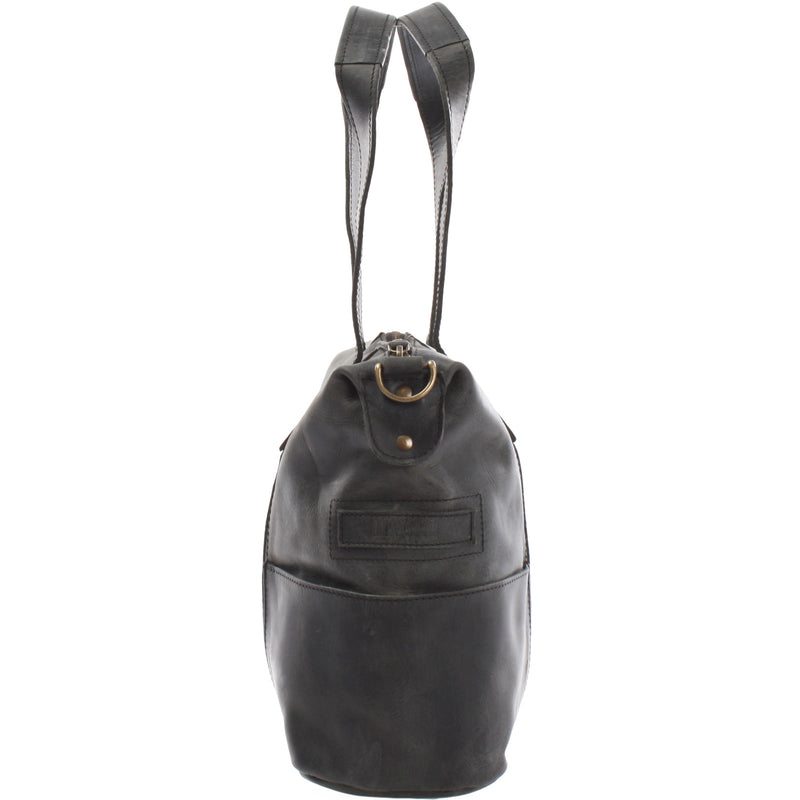 Leconi Shopper Schultertasche Henkeltasche Leder grau LE0034 Muttertagsangebot