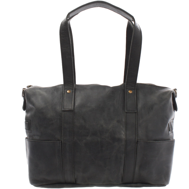 Leconi Shopper Schultertasche Henkeltasche Leder grau LE0034 Muttertagsangebot
