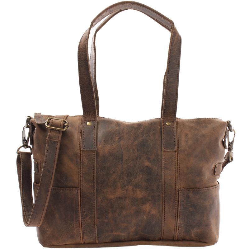Leconi Shopper Schultertasche Henkeltasche Leder schlamm LE0034