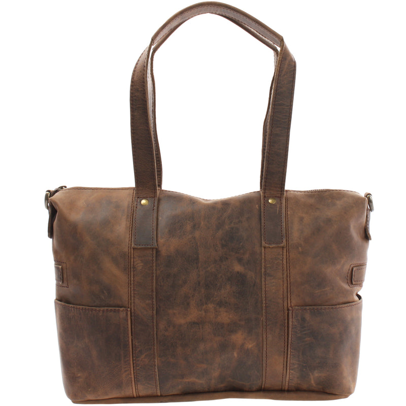 Leconi Shopper Schultertasche Henkeltasche Leder schlamm LE0034 Vatertagsangebot