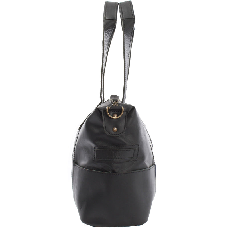 Leconi Shopper Schultertasche Henkeltasche Leder schwarz LE0034 Valentinstagsangebot