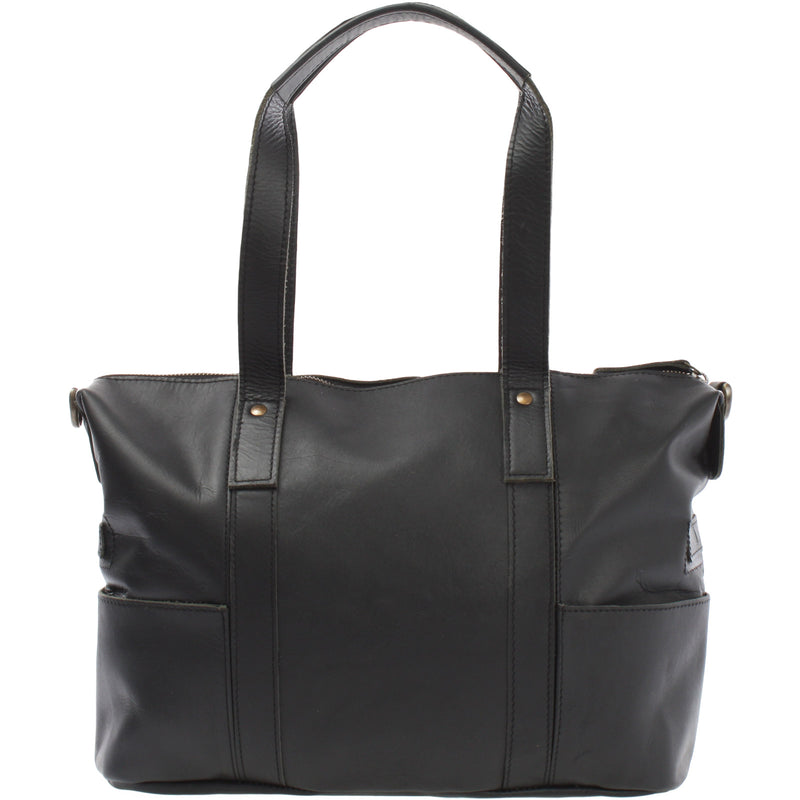 Leconi Shopper Schultertasche Henkeltasche Leder schwarz LE0034 Valentinstagsangebot