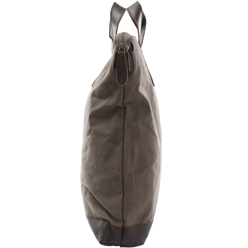Leconi Shopper Henkeltasche Damen Canvas Leder grau LE0037 Jubiläumsangebot