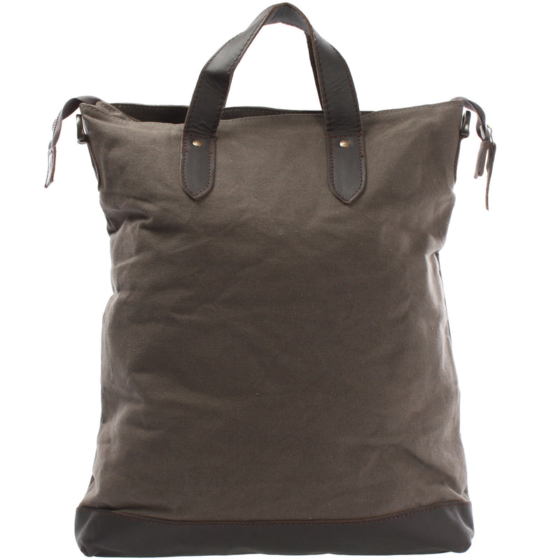 Leconi Shopper Henkeltasche Damen Canvas Leder grau LE0037 Jubiläumsangebot