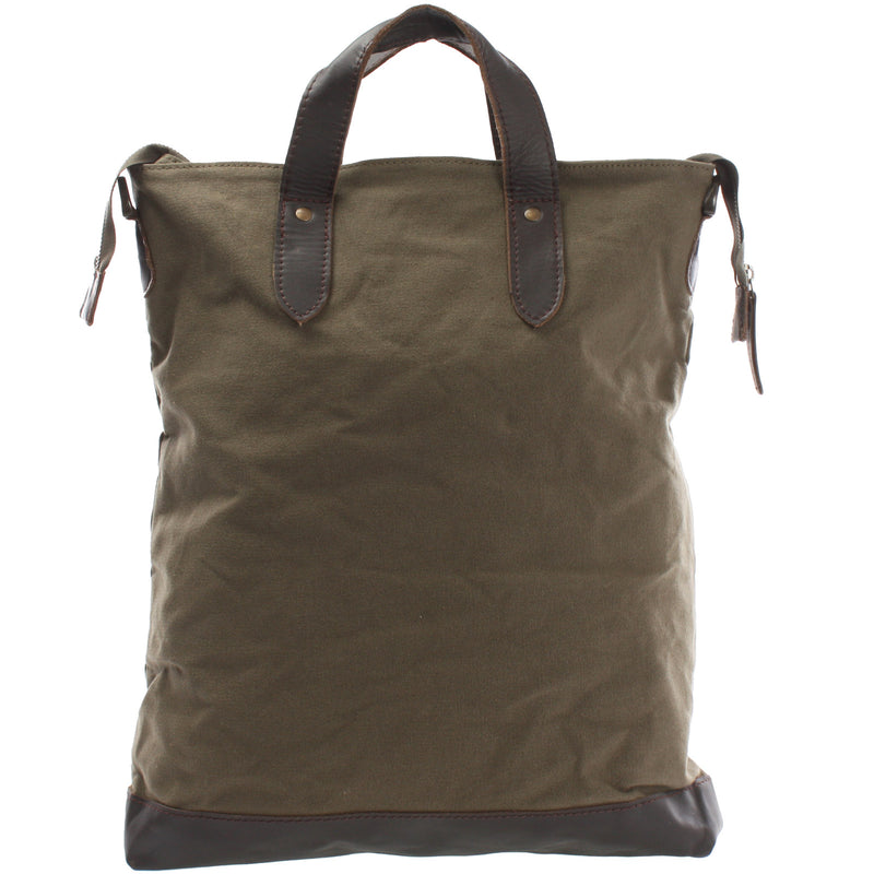Leconi Shopper Henkeltasche Damen Canvas Leder grün LE0037 Heißer Verkauf