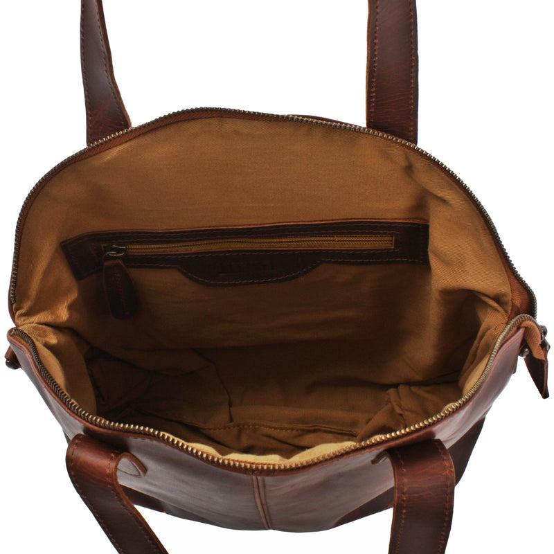 Leconi Shopper Schultertasche Damen Handtasche Ledertasche Henkeltasche Leder braun LE0060 Blitzangebot