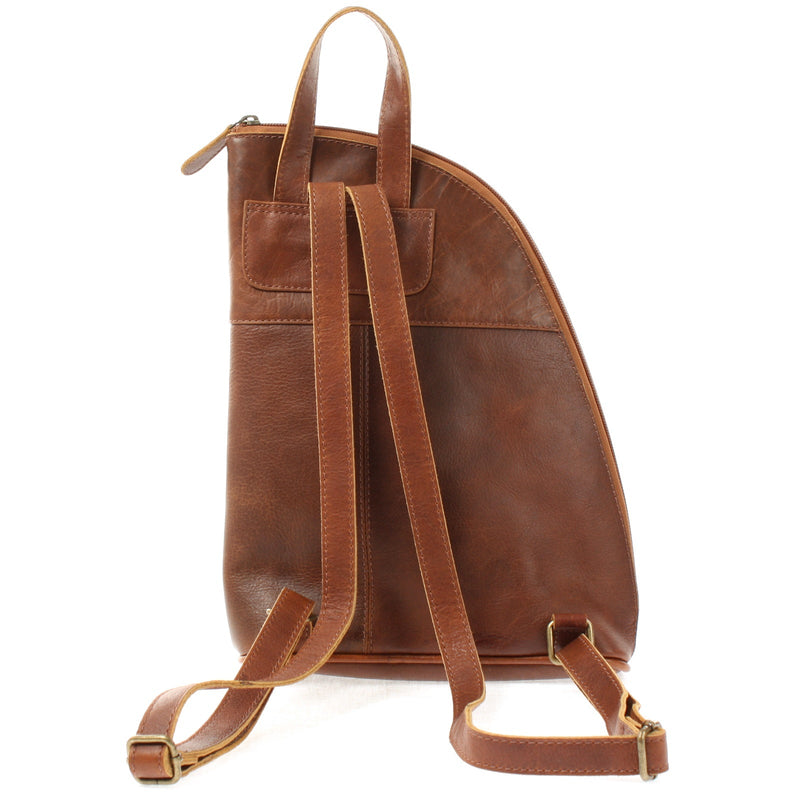 Leconi kleiner Rucksack Lederrucksack Freizeitrucksack Damen Leder braun LE1032 Neuheiten