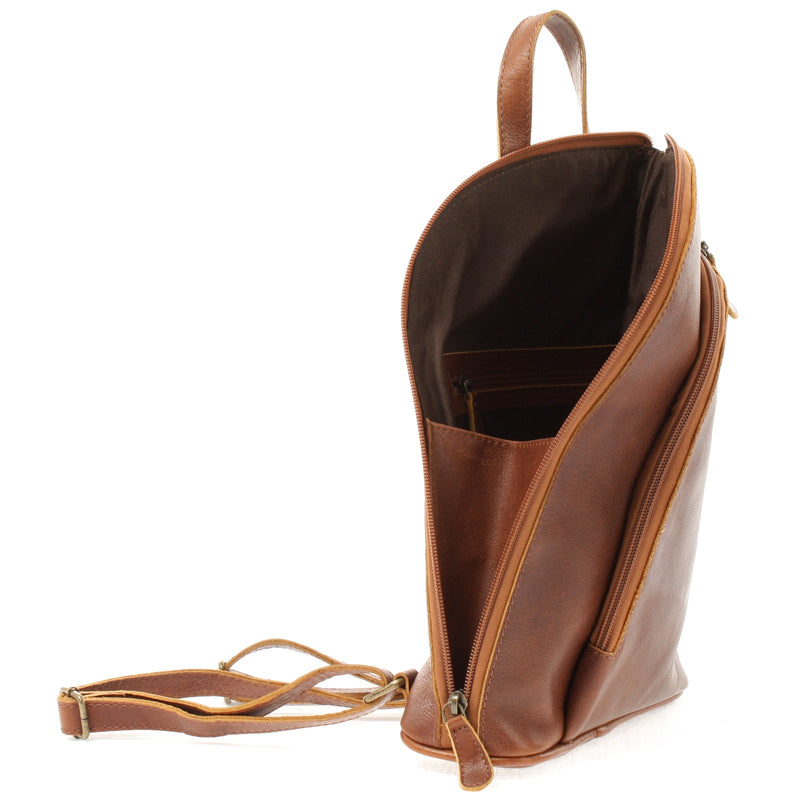 Leconi kleiner Rucksack Lederrucksack Freizeitrucksack Damen Leder braun LE1032 Neuheiten