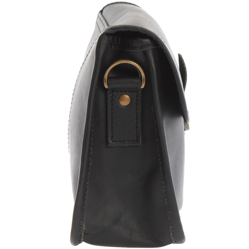 Leconi kleine Schultertasche Umhängetasche Leder Rindsleder schwarz LE3041 Bestseller
