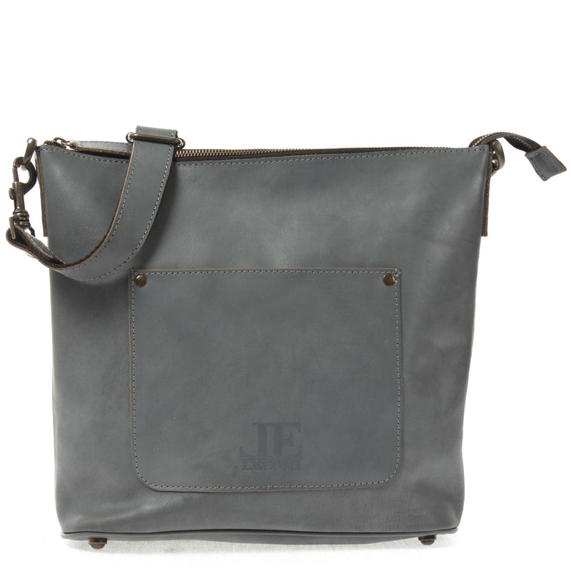 Leconi Umhängetasche Schultertasche Damentasche Ledertasche Leder graublau LE3067