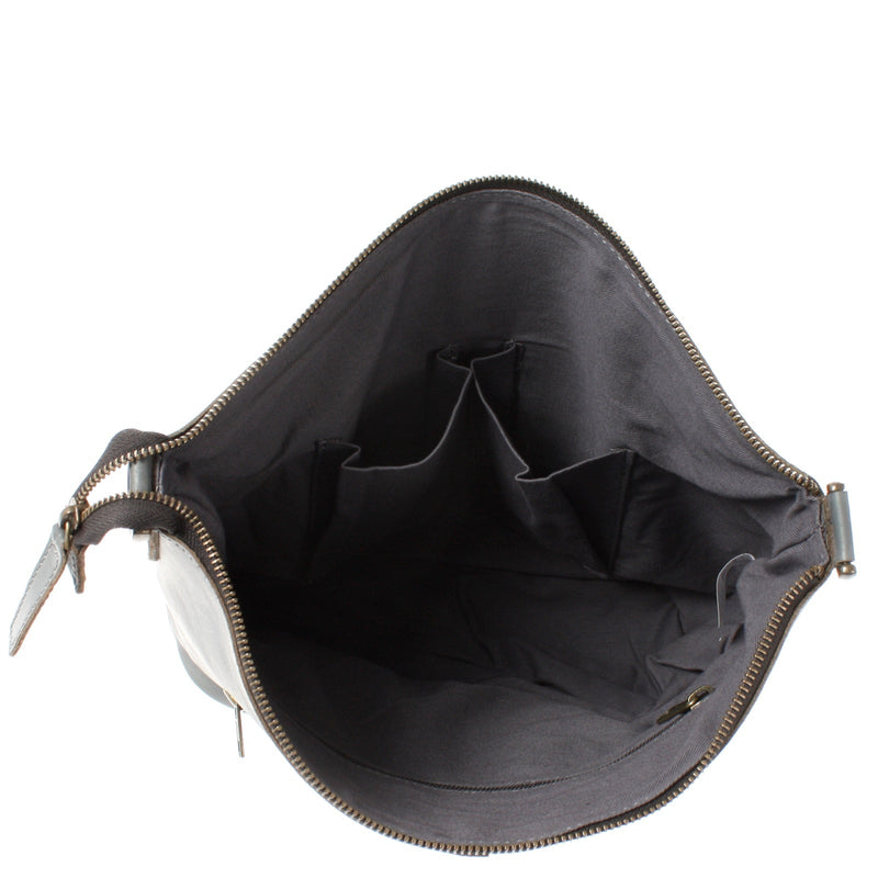 Leconi Umhängetasche Schultertasche Damentasche Ledertasche Leder graublau LE3067 Kauf eins, bekomm eins gratis
