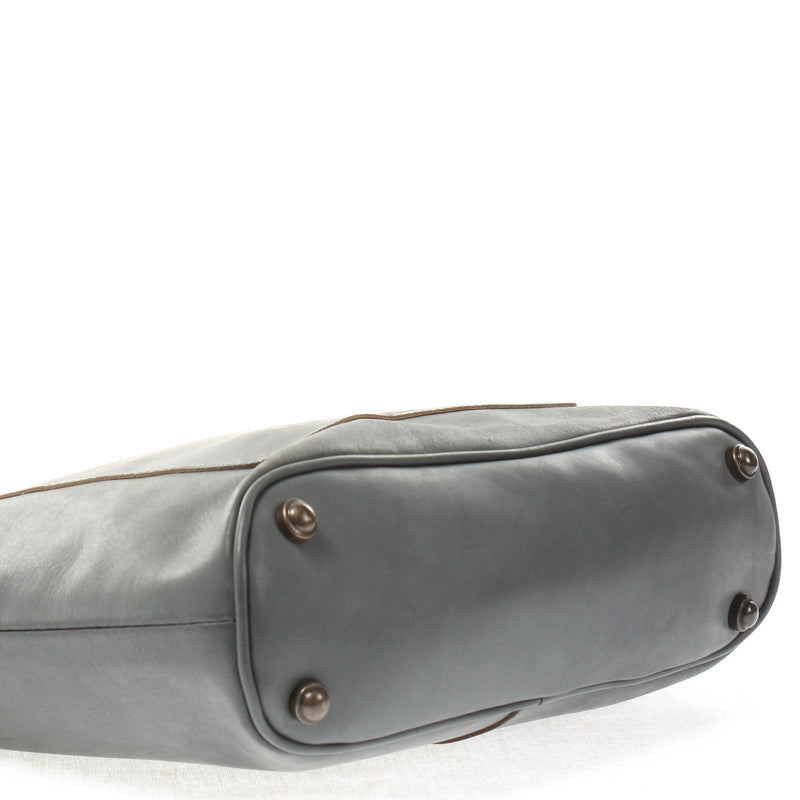 Leconi Umhängetasche Schultertasche Damentasche Ledertasche Leder graublau LE3067 Kauf eins, bekomm eins gratis