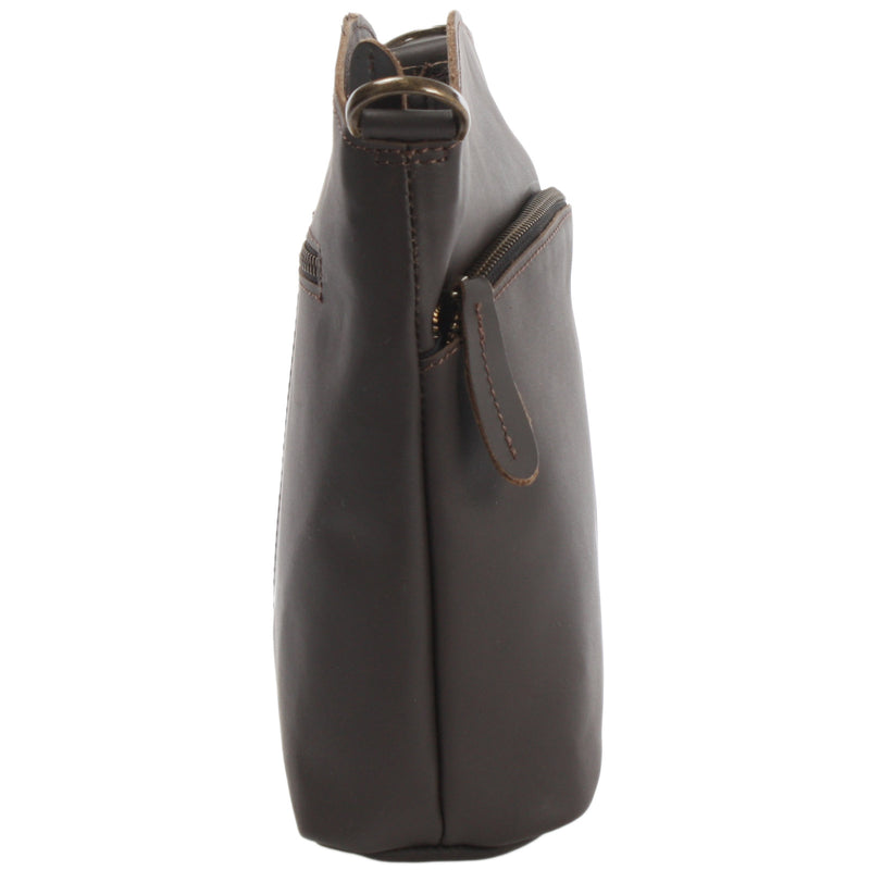 Leconi kleine Umhängetasche Schultertasche Freizeittasche Leder dunkelbraun LE3049 Tägliche Deals