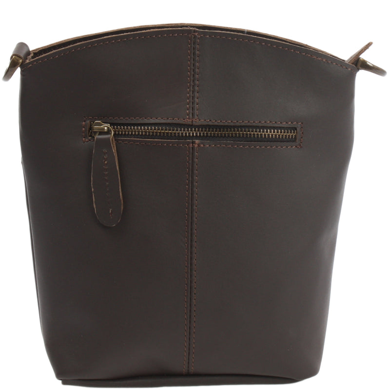 Leconi kleine Umhängetasche Schultertasche Freizeittasche Leder dunkelbraun LE3049 Tägliche Deals
