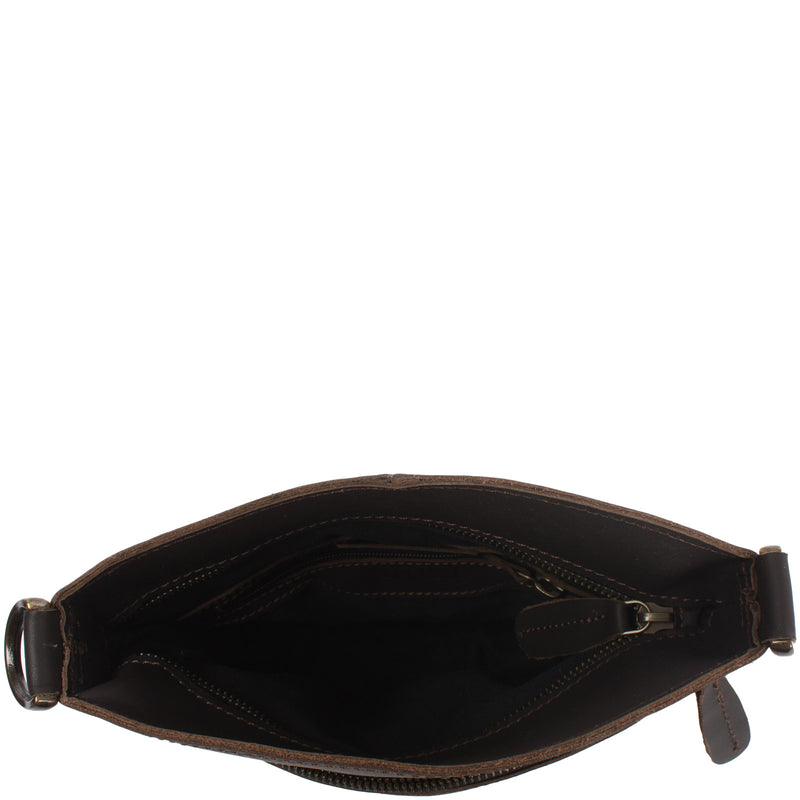 Leconi kleine Umhängetasche Schultertasche Freizeittasche Leder dunkelbraun LE3049 Tägliche Deals