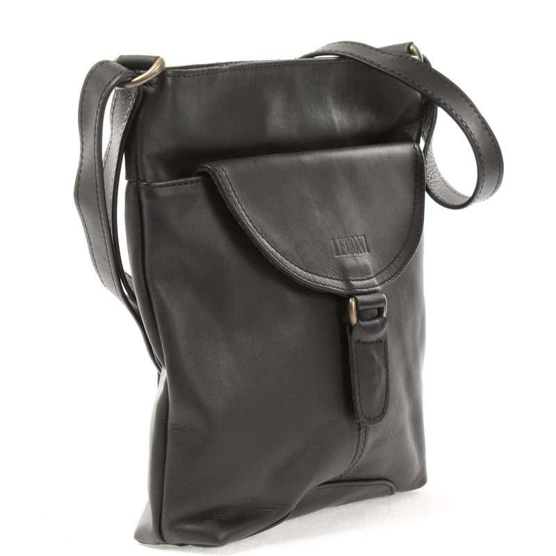 Leconi Umhängetasche Schultertasche Damen Herren Used Look Leder schwarz LE3072 VIP-Rabatte