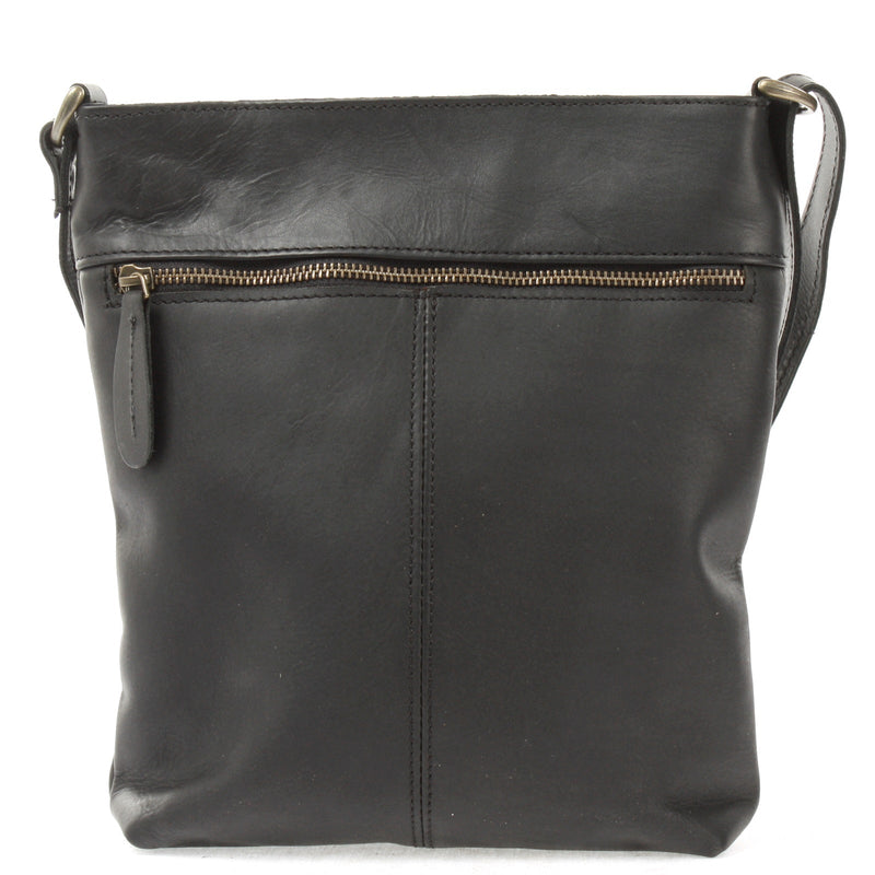 Leconi Umhängetasche Schultertasche Damen Herren Used Look Leder schwarz LE3072 VIP-Rabatte
