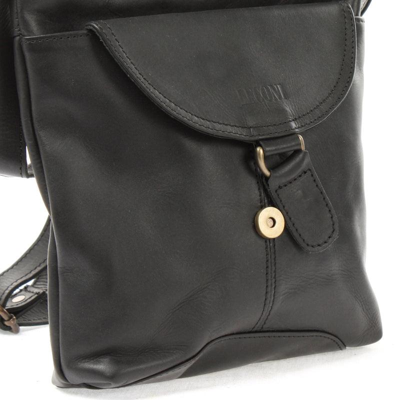 Leconi Umhängetasche Schultertasche Damen Herren Used Look Leder schwarz LE3072 VIP-Rabatte